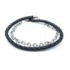Double Warp Steel & Leather Bracelet – Me151