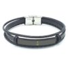 Me1067 – Black rectangle leather bracelet